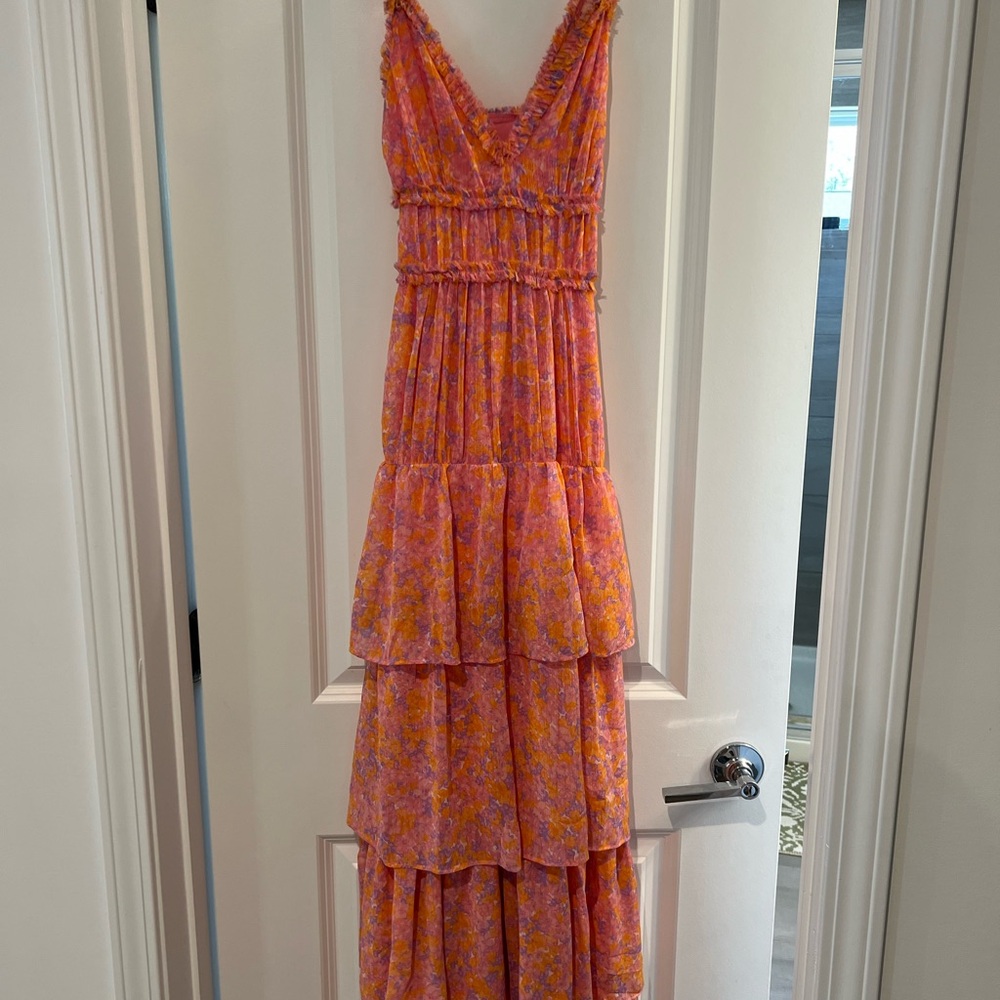 Elegant Pink Floral Maxi Dress